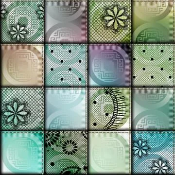 Patchwork with satin fabric Stock Illustration