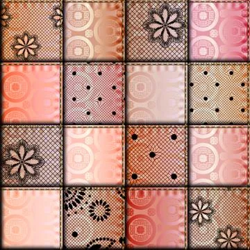 Patchwork of satin fabric. イラスト素材