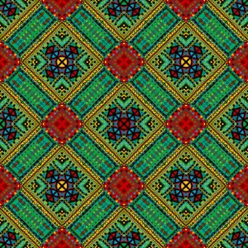 Patchwork seamless pattern with ethnic motifs Stock Illustration