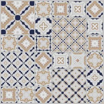 Patchwork seamless pattern, geometric patchwork background, set of pattern. イラスト素材