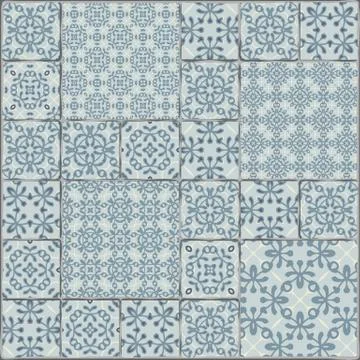 Patchwork seamless pattern, geometric patchwork background, set of mandalas. Stockillustratie