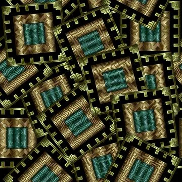 Patchwork seamless pattern. Modern ornamental textured background. Squares or Stock Illustration