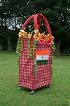 Patchwork shopping bag with a flag of India Stock Photos
