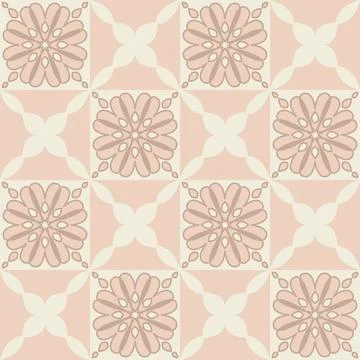 Patchwork style square ceramic tile, beige pink pastel color, minimalist patt Stock Illustration