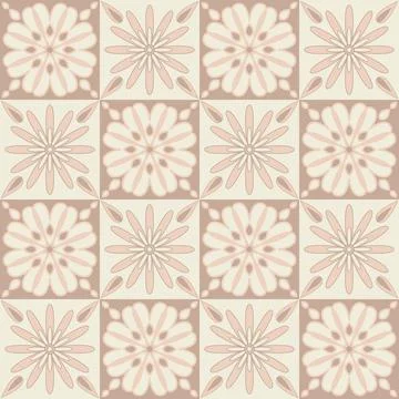 Patchwork style square ceramic tile, beige pink pastel color, minimalist patt Stock Illustration