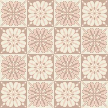 Patchwork style square ceramic tile, beige pink pastel color Stock Illustration