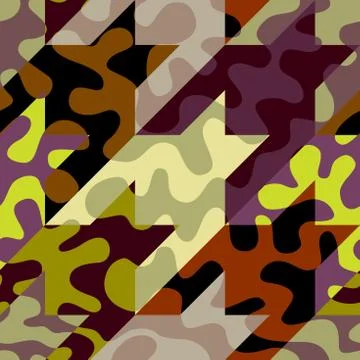 Patchwork textile pattern in military style. . Vector image. Stock Illustration
