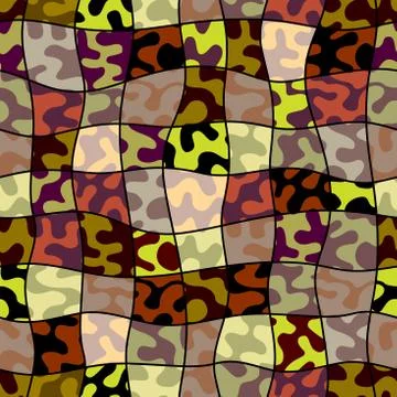 Patchwork textile pattern in military style. . Vector image. 库存插图