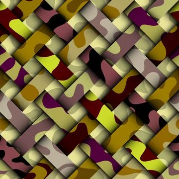 Patchwork textile pattern in military style. . Vector image. 스톡 일러스트