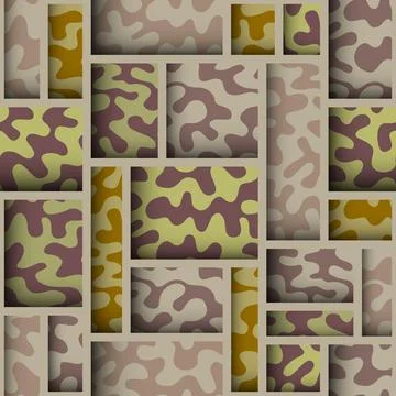 Patchwork textile pattern in military style. Vector image. Illustrazione stock