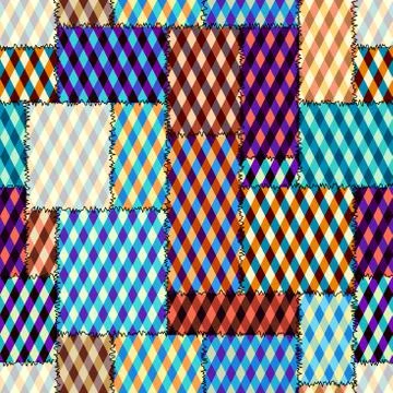 Patchwork textile pattern. Seamless quilting design background. 库存插图