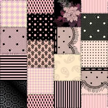 Patchwork textile pattern. Seamless quilting design background. 스톡 일러스트