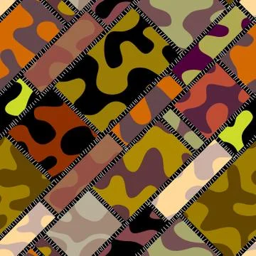 Patchwork textile pattern. Seamless quilting design background. Stock Illustration