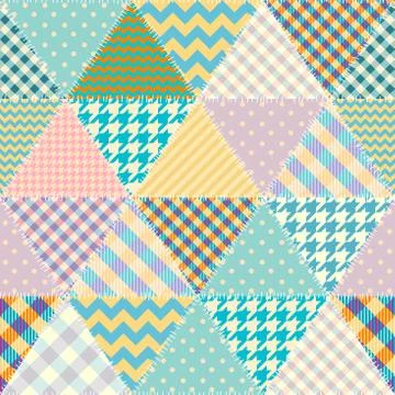 Patchwork textile pattern. Seamless quilting design background. 스톡 일러스트