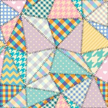 Patchwork textile pattern. Seamless quilting design background. 库存插图
