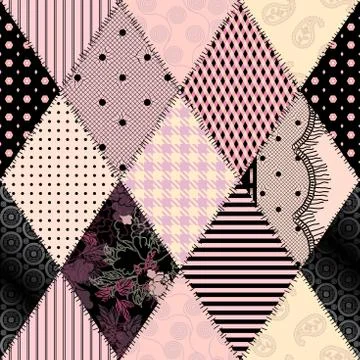 Patchwork textile pattern. Seamless quilting design background. Illustrazione stock