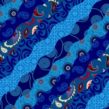 Patchwork textile pattern. Seamless quilting design background. Stockillustratie