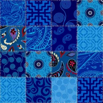 Patchwork textile pattern. Seamless quilting design background. Illustrazione stock