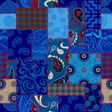 Patchwork textile pattern. Seamless quilting design background. 스톡 일러스트