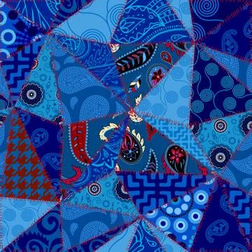 Patchwork textile pattern. Seamless quilting design background. 库存插图