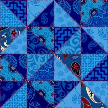 Patchwork textile pattern. Seamless quilting design background. Stock Illustration