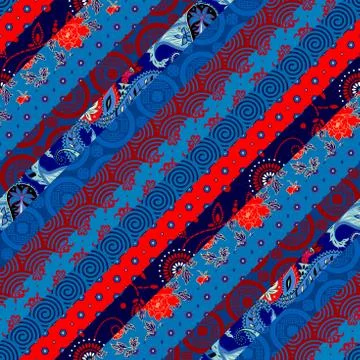 Patchwork textile pattern. Seamless quilting design background. Illustrazione stock