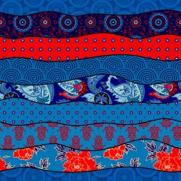 Patchwork textile pattern. Seamless quilting design background. Stock Illustration