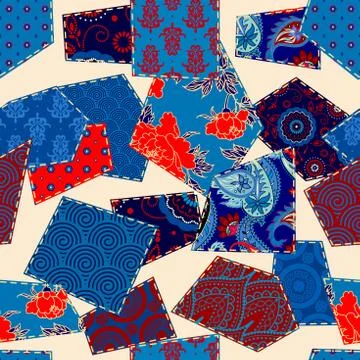 Patchwork textile pattern. Seamless quilting design background. Stock Illustration