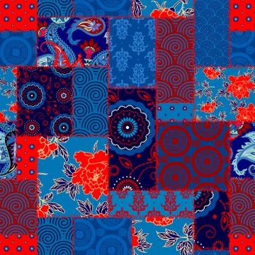 Patchwork textile pattern. Seamless quilting design background. Stock Illustration