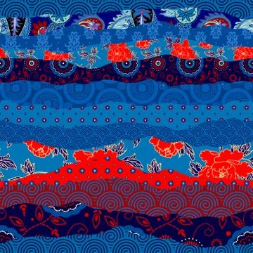 Patchwork textile pattern. Seamless quilting design background. Illustrazione stock