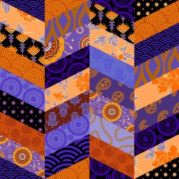 Patchwork textile pattern. Seamless quilting design background. Stockillustratie