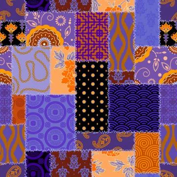 Patchwork textile pattern. Seamless quilting design background. Stock Illustration