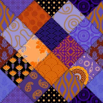 Patchwork textile pattern. Seamless quilting design background. Stock Illustration