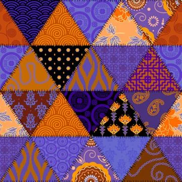 Patchwork textile pattern. Seamless quilting design background. Stockillustratie