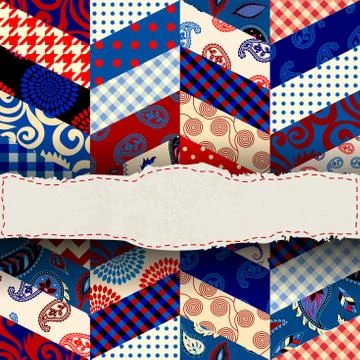 Patchwork textile pattern. Seamless quilting design background. Illustrazione stock