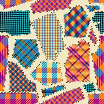 Patchwork textile pattern. Seamless quilting design background. Illustrazione stock