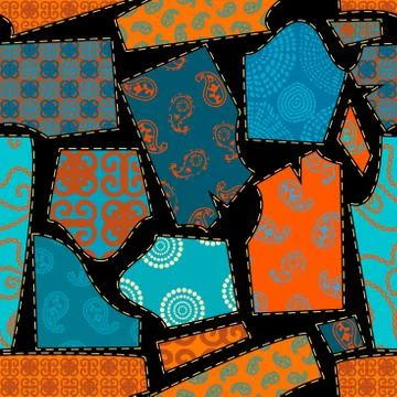 Patchwork textile pattern. Seamless quilting design background. 库存插图