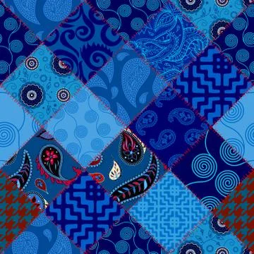 Patchwork textile pattern. Seamless quilting design background. Stock Illustration