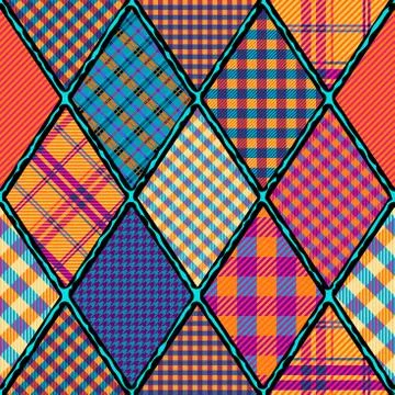 Patchwork textile pattern. Seamless quilting design background. 库存插图