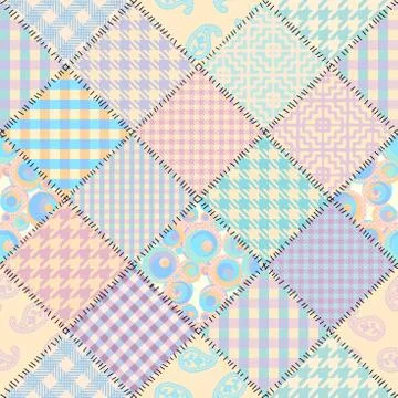 Patchwork textile pattern. Seamless quilting design background. 库存插图