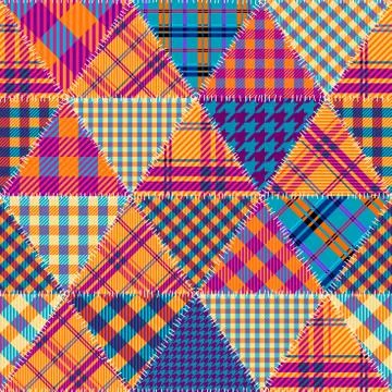 Patchwork textile pattern. Seamless quilting design background. Illustrazione stock