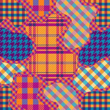 Patchwork textile pattern. Seamless quilting design background. Stock Illustration