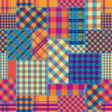 Patchwork textile pattern. Seamless quilting design background. Stock Illustration