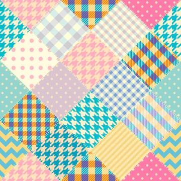 Patchwork textile pattern. Seamless quilting design background. Illustrazione stock