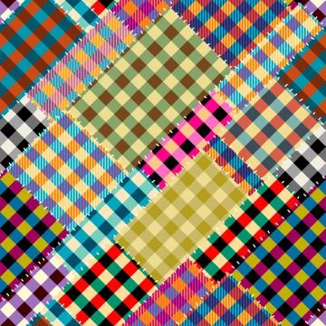 Patchwork textile pattern. Seamless quilting design background. 스톡 일러스트