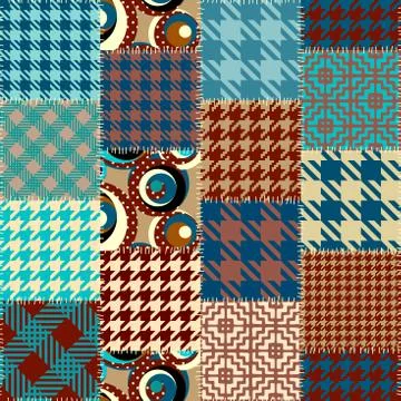 Patchwork textile pattern. Seamless quilting design background. Stockillustratie