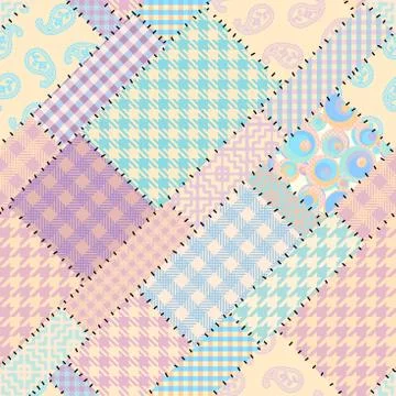 Patchwork textile pattern. Seamless quilting design background. Stock Illustration