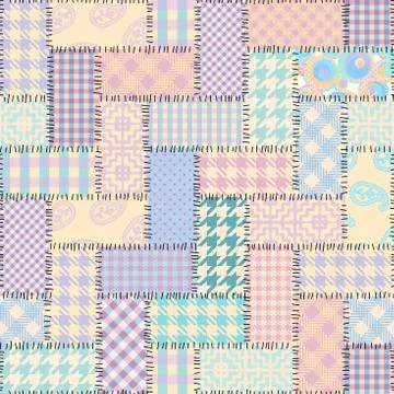 Patchwork textile pattern. Seamless quilting design background. 스톡 일러스트