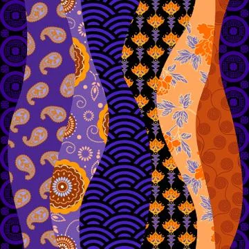 Patchwork textile pattern. Seamless quilting design background. Illustrazione stock