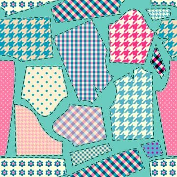 Patchwork textile pattern. Seamless quilting design background. Illustrazione stock